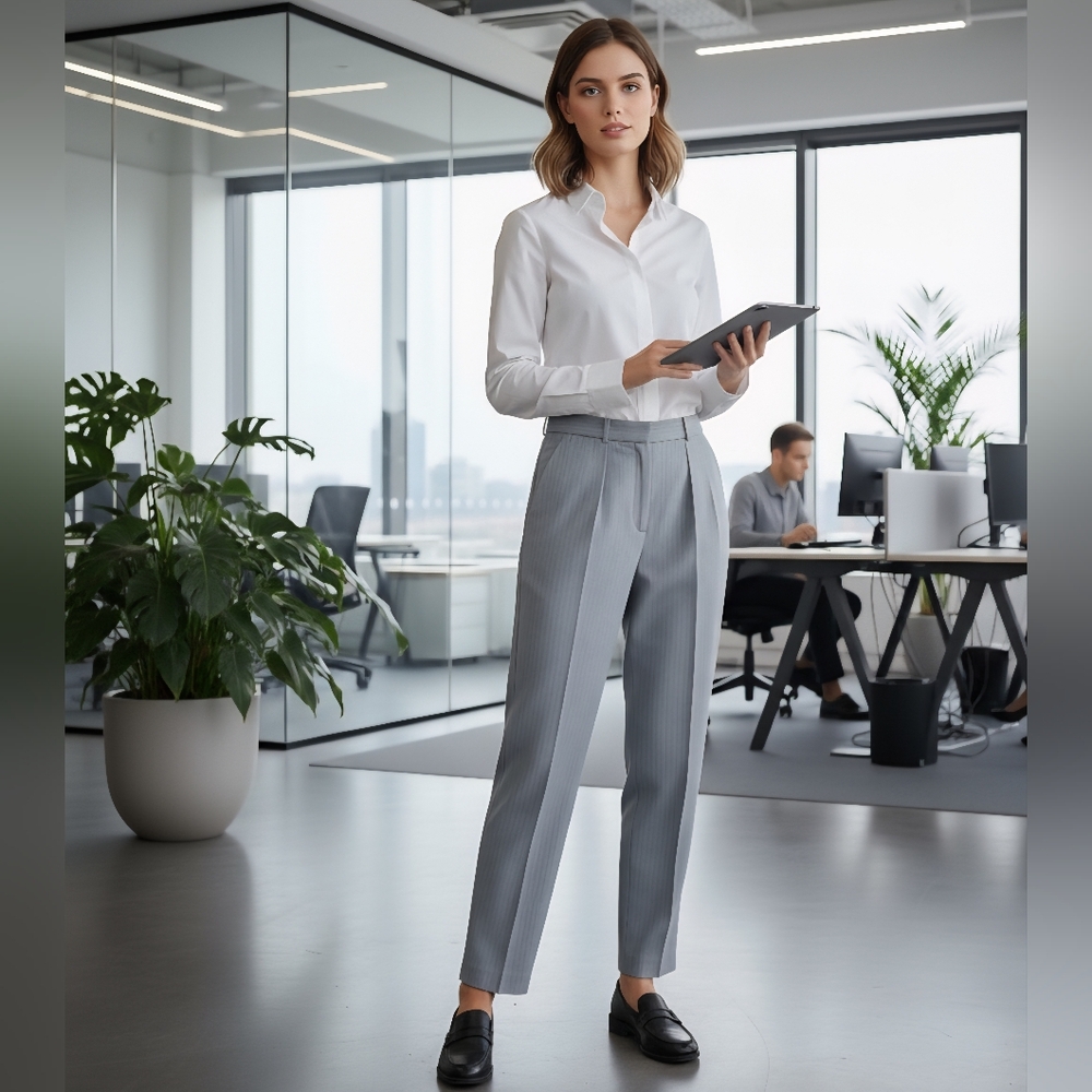 Figario Light Gray Pinstripe Trousers
